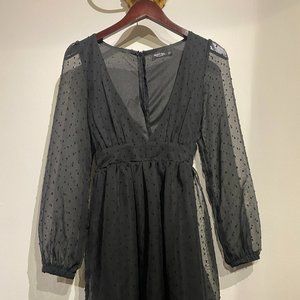 Nasty Gal Sheer Sleeved Black mini Cocktail Dress